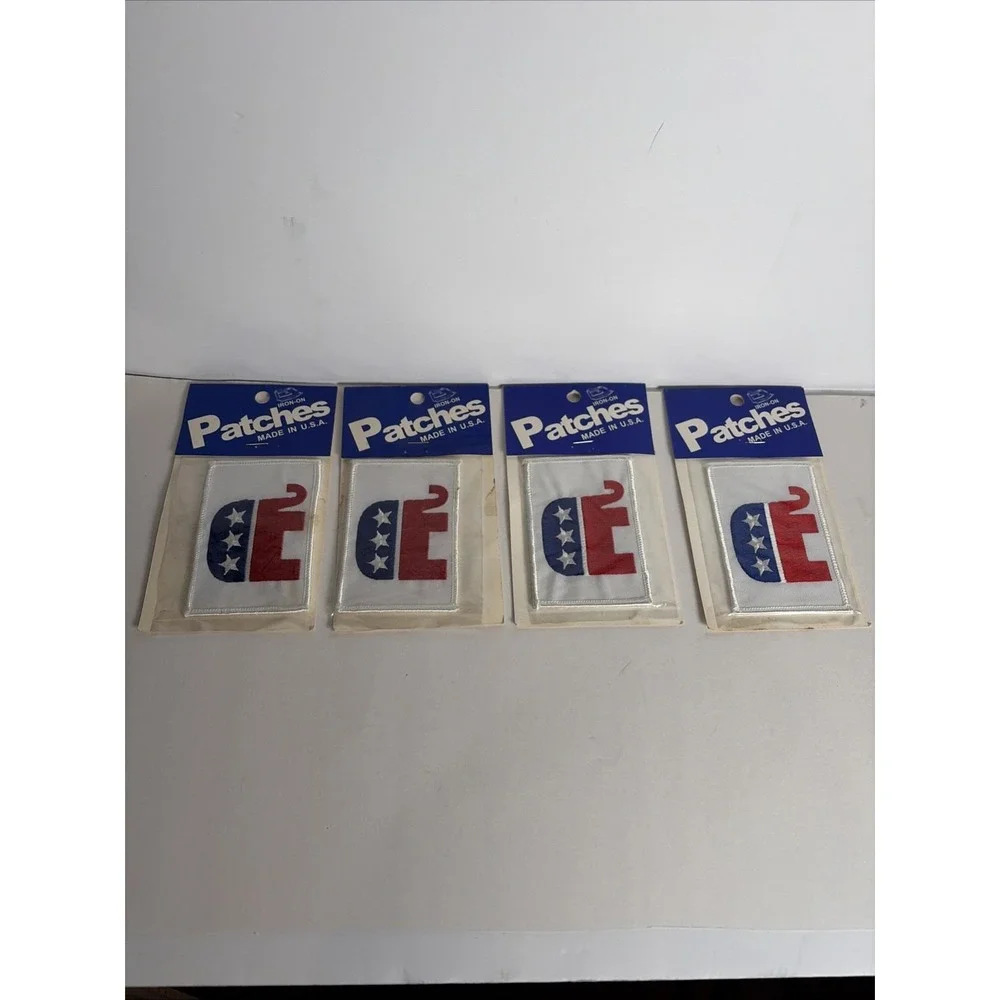 Republican Iron-On Patch Red White Blue GOP Elephant Lot of 7
